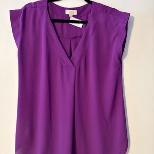 LOFT Women's Elegant Purple V-Neck Blouse